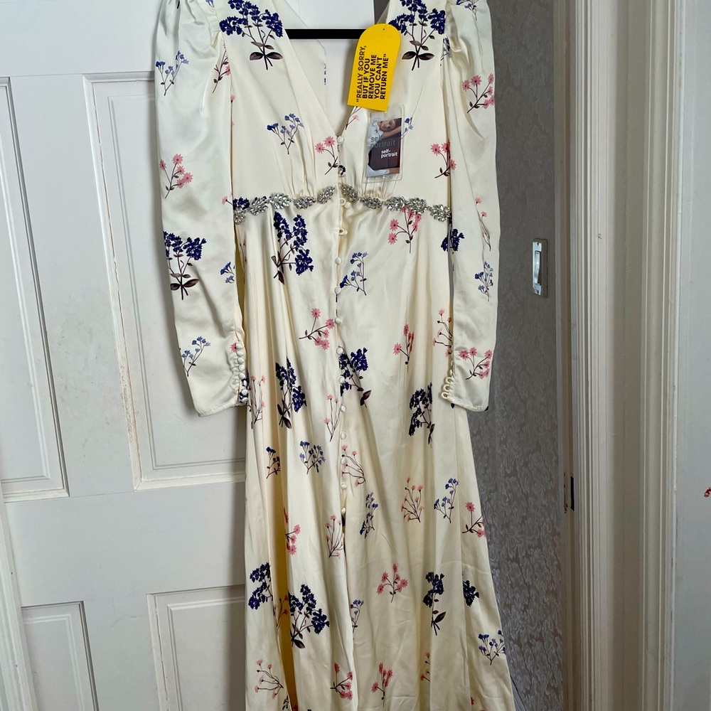 Self portrait vintage floral midi dress ivory size us00/uk4 new with tags